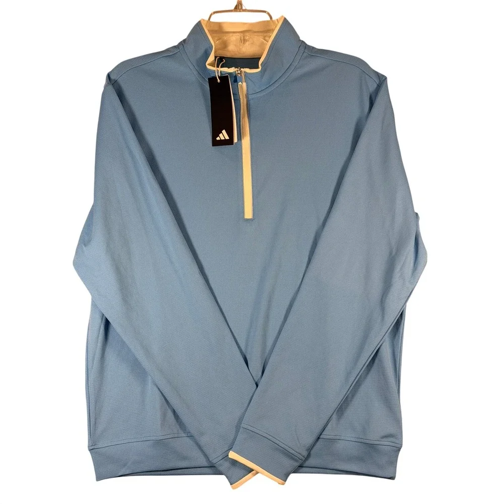 Adidas Core Lightweight 1/4 Zip Golf Pullover Semi Blue Burst IU4510 Mens M NWT